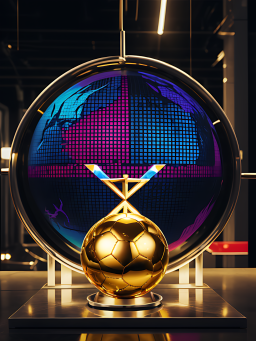 Golden Ball A globe with coloured continents and a golden ball underneath.